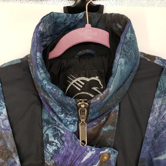 Vintage Black Bear Ski Snow Suit M Jumpsuit Abstract Aztec Insulated Blue Black - Picture 5 of 14